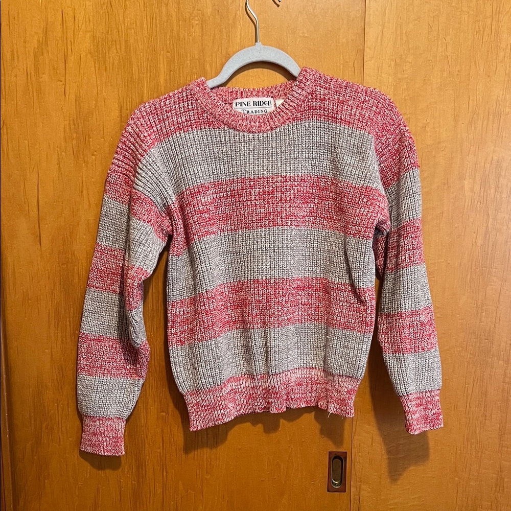 Red and Gray Striped Sweater